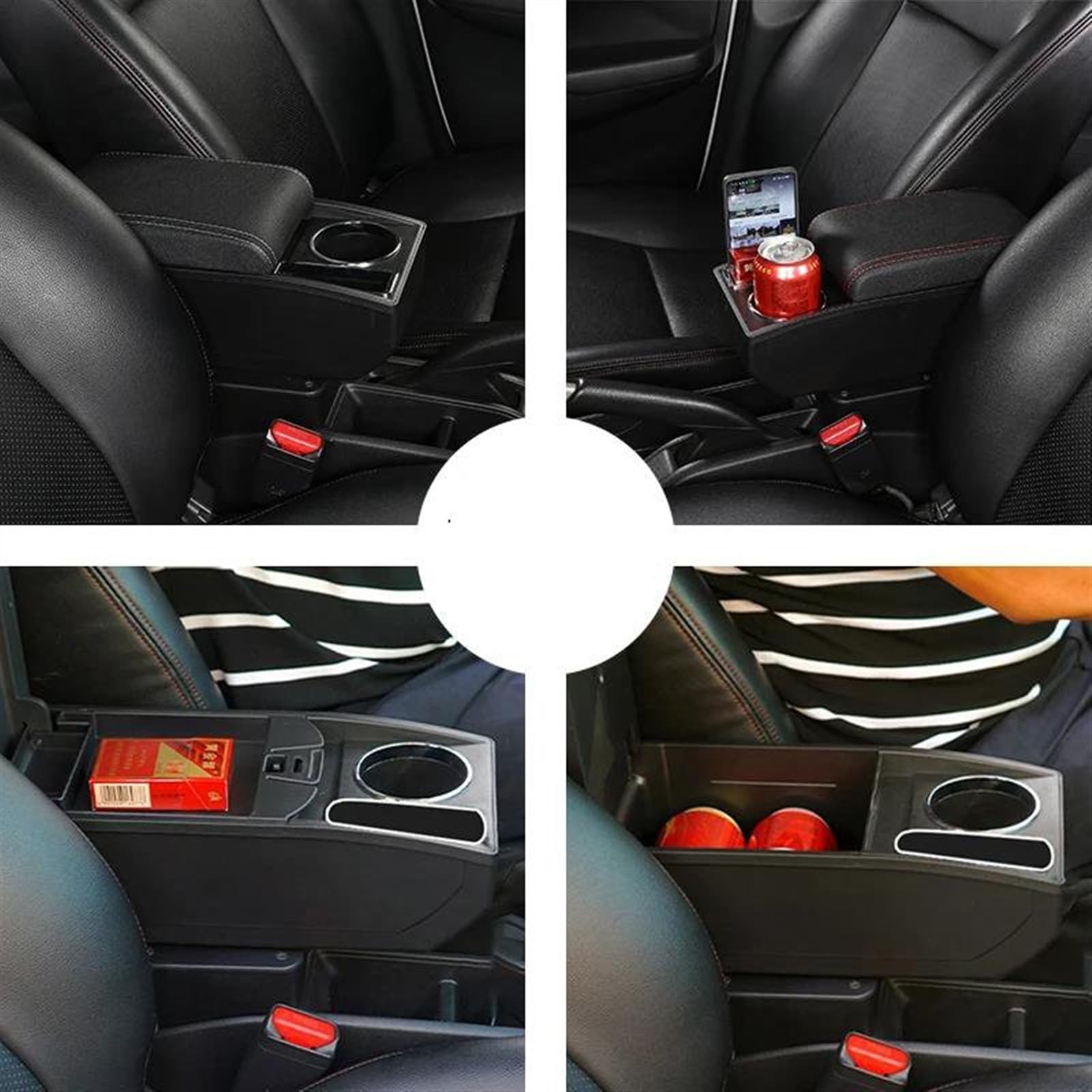 Scatola Bracciolo Con Supporto Multifunzionale Cuscino In PU Accessori Per La Modifica Degli Interni Dell'auto Per Astra H 2008-2011 Consolle centrale(Black line)