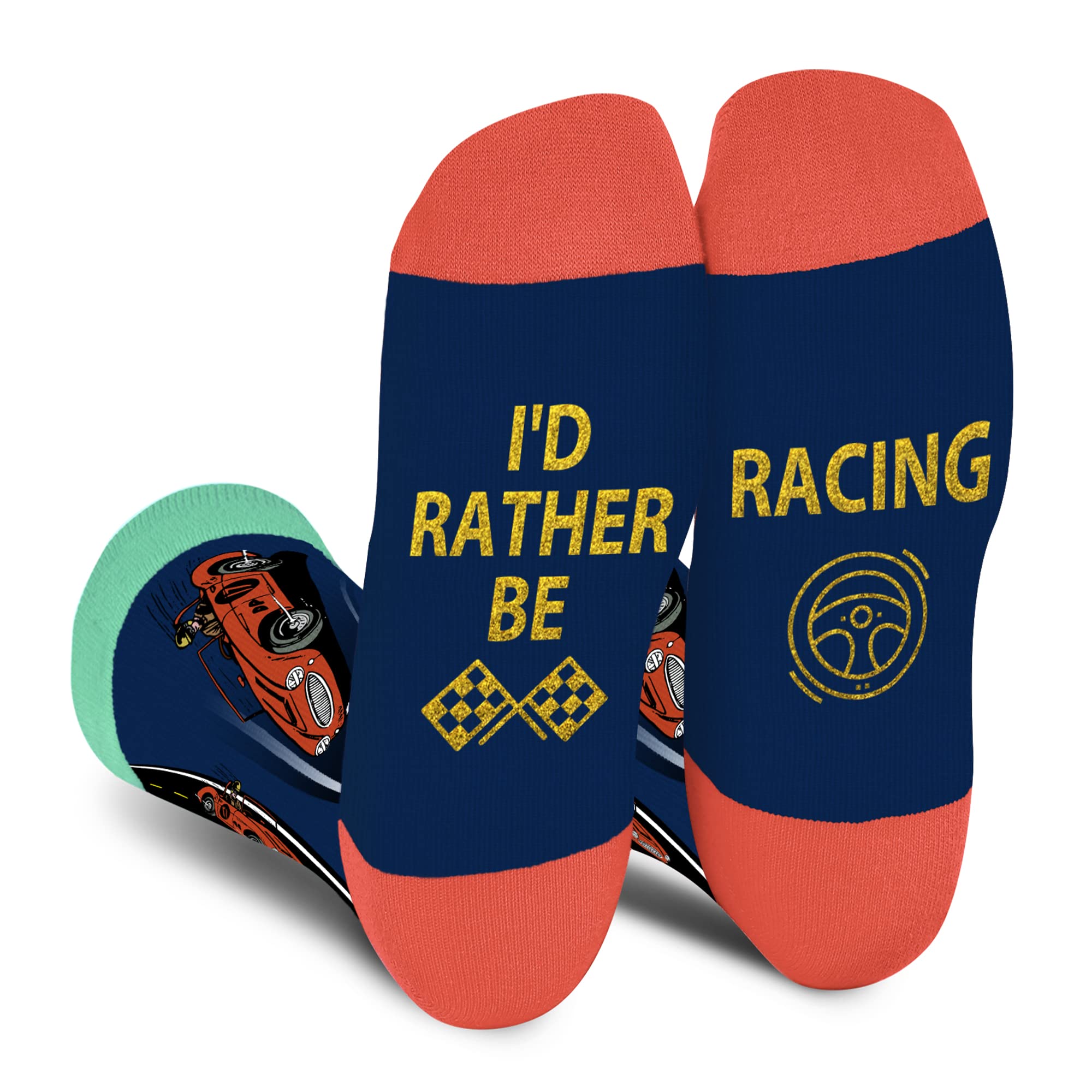 Funny Golf Socks for Men Teens Boys - I’d Rather Be Novelty Funky Crew Socks - Fun Crazy Cotton Socks Christmas Gifts