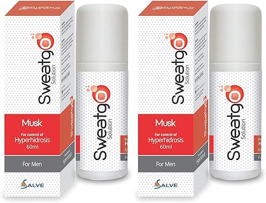 Salve Sweatgo Men Deodorant Roll On, Deep Impact Freshness, Anti Perspirant Freshness, Hyperhidrosis Sweat Free Healthy Skin Musk Fragrance 60 ml (Pack of 2)