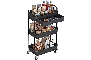 Space-Saving 3-Tier Rolling Cart with Drawer: The Ultimate Nail Station Organizer and Storage Solution