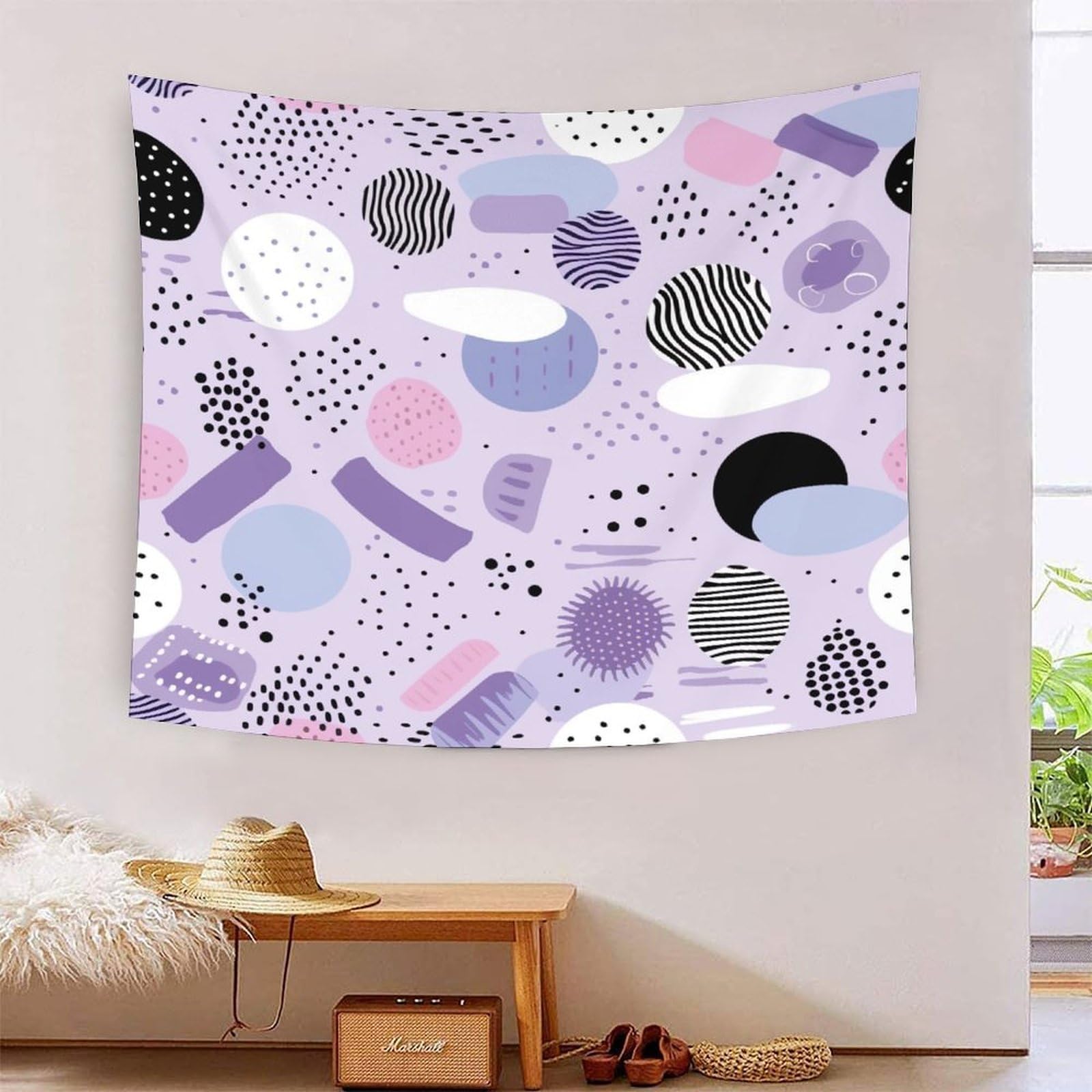 Tapiz de pared NMOTARVIN con rayas púrpuras en 3D para decorar tu dormitorio de 150x200 cm 7