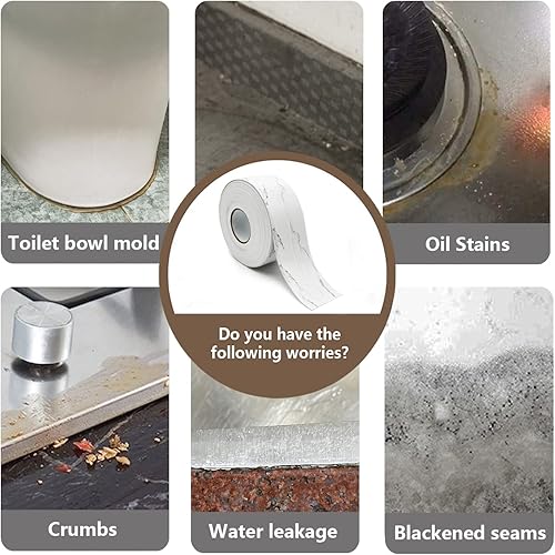 Miniatura 3 de UIOCSSC Tira de cinta de calafateo, 1.5 pulgadas x 10.5 pies, tira selladora autoadhesiva para baño y cocina, cinta de sellado impermeable de PVC