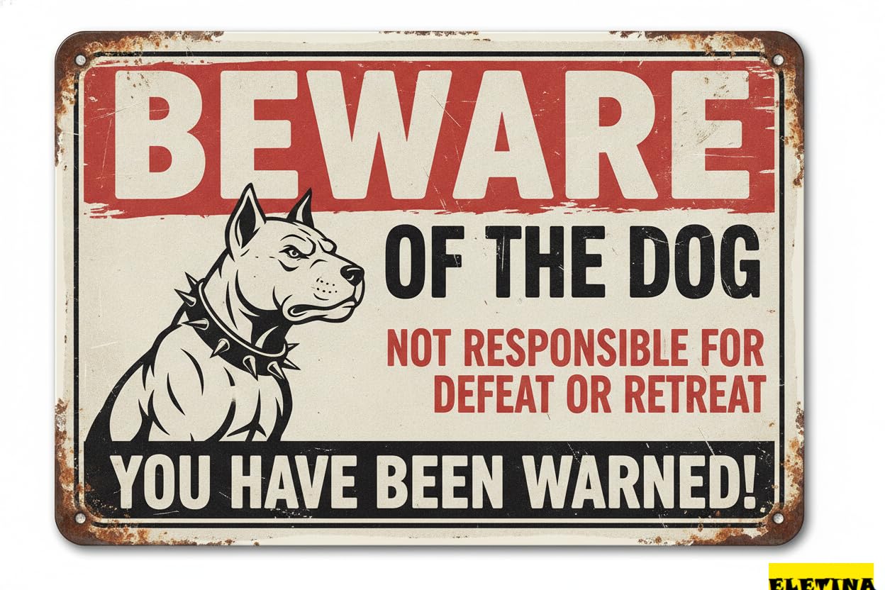 Beware Of Dog Bull Terrier You Have Been Warned Aluminum Tin Sign Outdoor Yard Fence Home Farm 8x12in