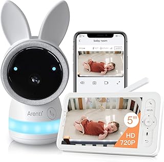 Video Baby Monitor,Smart Baby Monitor,2K UHD WiFi Baby Camera,5" HD Display,Night Vision,Lullabies,Cry Detection,Motion Detection,Temp & Humidity Sensor,Two Way Audio,App Control,Leystare by Arenti