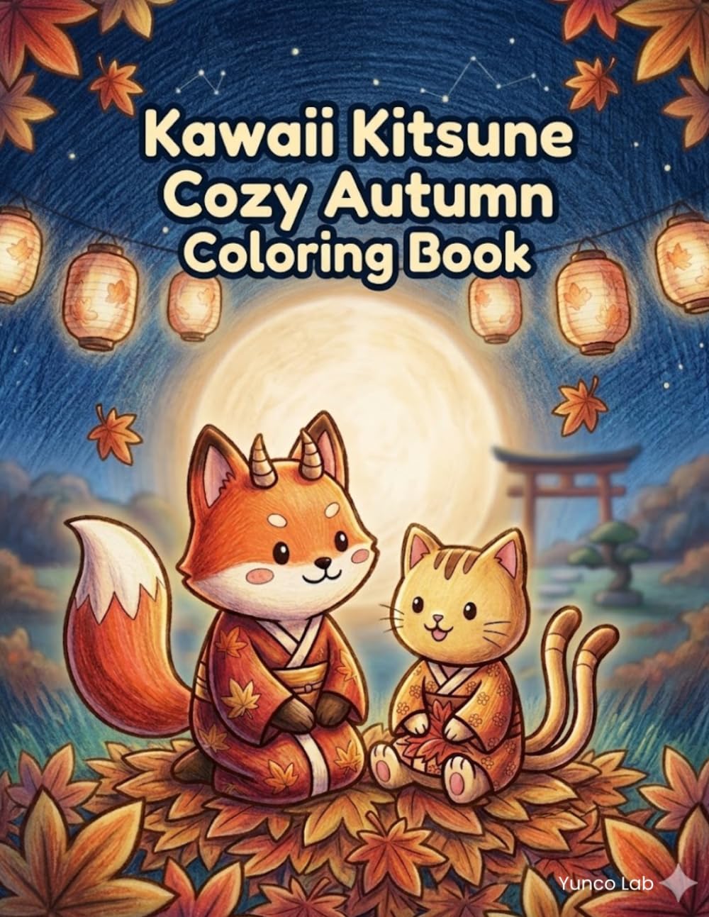 Kawaii Kitsune Cozy Autumn Coloring Book: Japanese Fall Scenes for Relaxation and Stress Relief (Kawaii Japanese Fox yokai Coloring Book)
