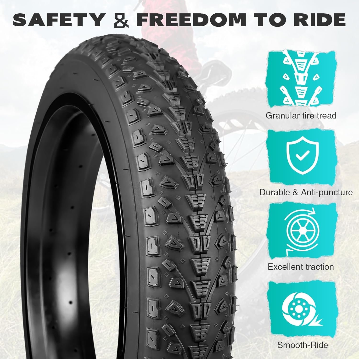 WEEROCK 20/24/26 Inch E Bike Tires Fat Bicycle Tire 20X3.0/24X3.0/26X3.0, Foldable Replacement Bicycle Tyre for 20" 24" 26" Snow Bike Tricycle Electric Bike