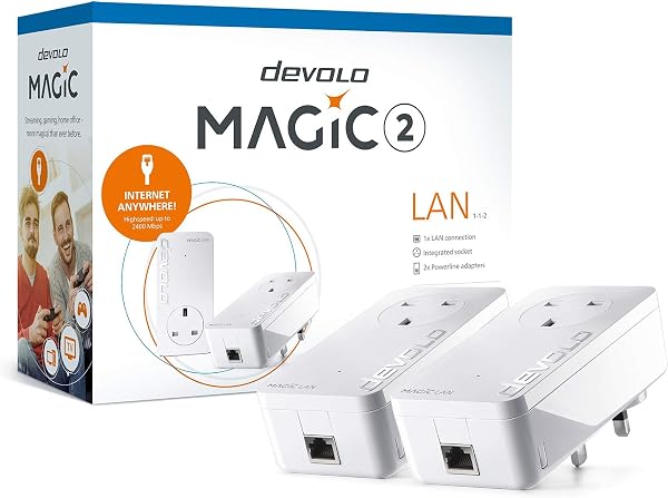 devolo Magic 2-2400 Lan Powerline Starter Kit: Powerline Kit (Up To 2400 Mbps For Your Powerline Home Network, 1x GB Lan Port, Ideal For Online Gaming, 4k/8k Uhd Streaming, Stable Home Working) - 4