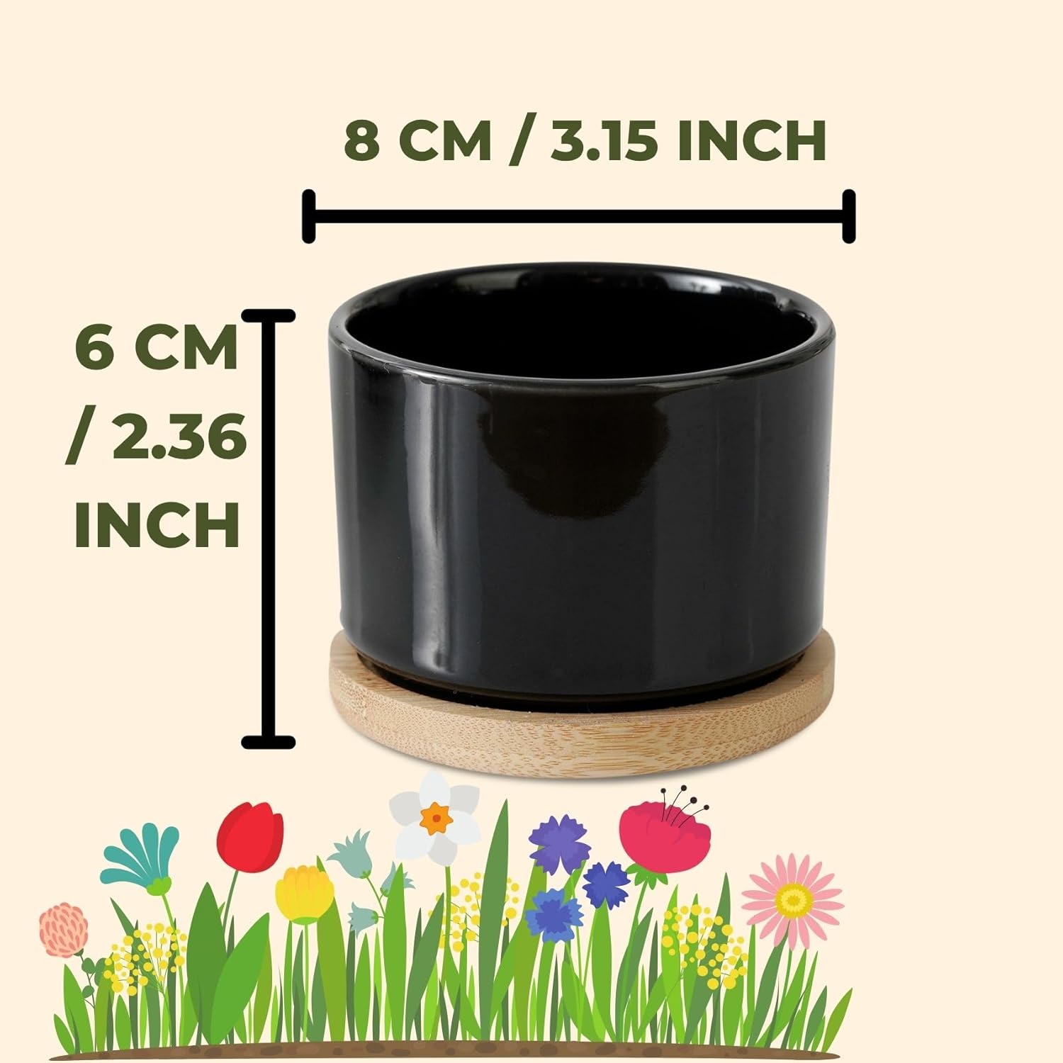 InnoBeta Dachshund Gifts Succulent Plant Pots 3pcs, Gifts for Dachshund Lovers, Planter Pot with Bamboo Tray, Plants NOT Included, Cute Ceramic Pots for Birthday, Christmas