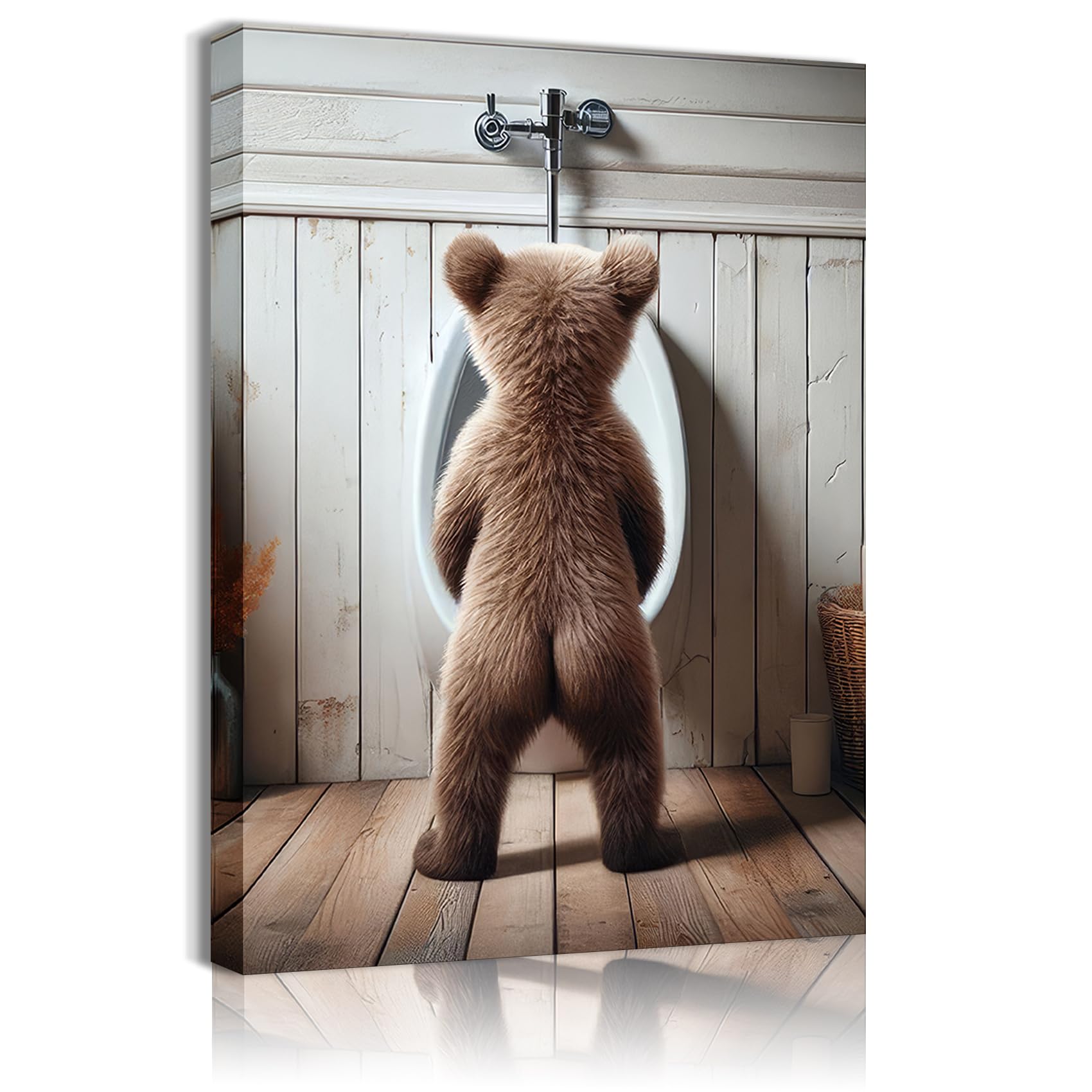 Humorous Bear Wall Art Funny Animals Kids Bathroom Artwork Canvas Poster Prints Funny Brown Bear Wall Art Cute Animal Wall Decoration Paintings