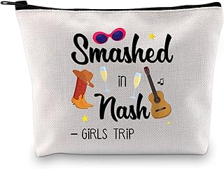 Nashville Bachelorette Gift Makeup Bag Smashed In Nash Girls Trip Favor Hangover Kit Bag (Smashed In Nash Makeup)