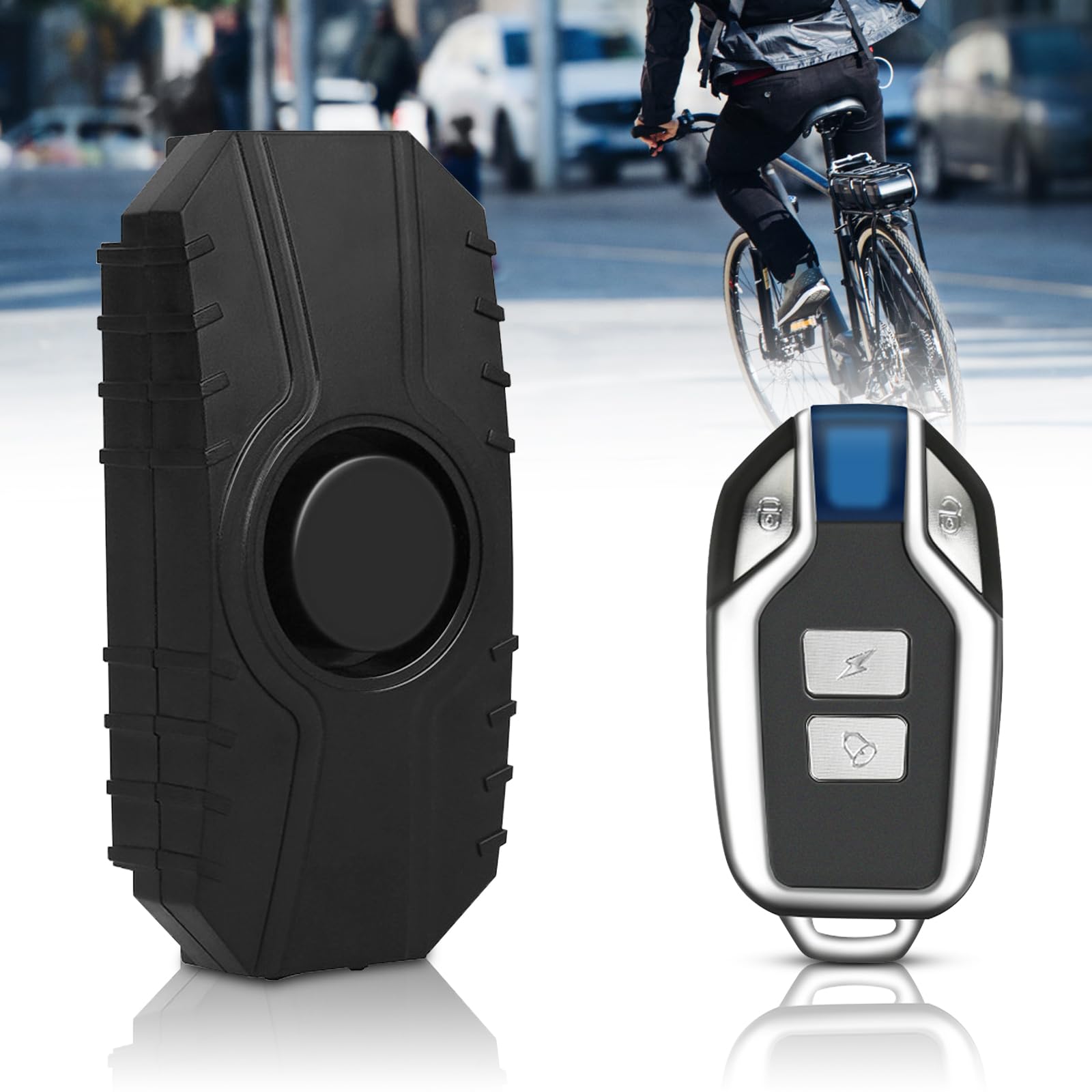 Allarme Bici Senza Fili e Moto - Sistema di Sicurezza Con Telecomando, Sensore di Movimento e Vibrazione - Allarme Bicicletta 113dB