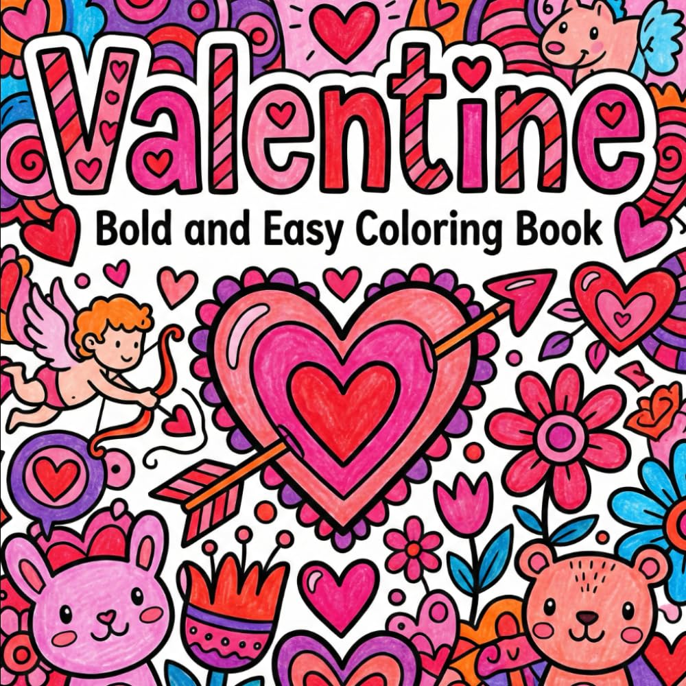Valentine Bold and Easy Coloring Book