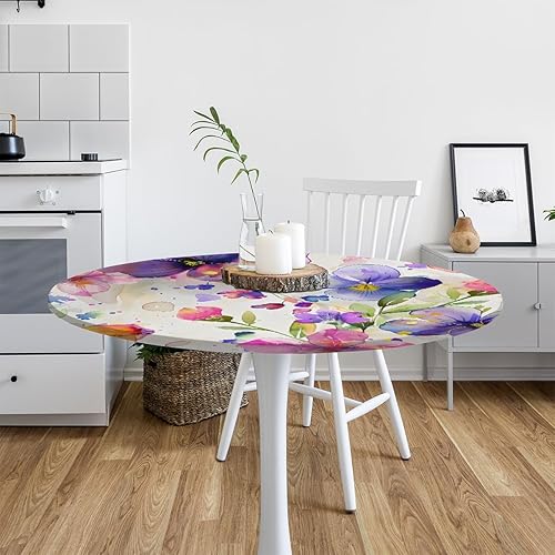 Vista 270 de Cardinal Bird - Mantel redondo ajustable con borde elástico de 36 a 42 pulgadas, mantel redondo elástico, impermeable, lavable, mantel circular