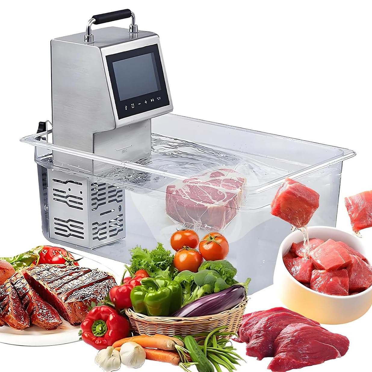 2000w Cocina Sous Vide De Precisión, 80l/Tiempo Máquina Sous Vide Con Circuladora De Inmersión, Control Preciso De Temperatura Y Tiempo, Para Filetes, Filetes De Pescado, Huevos, Albóndigas