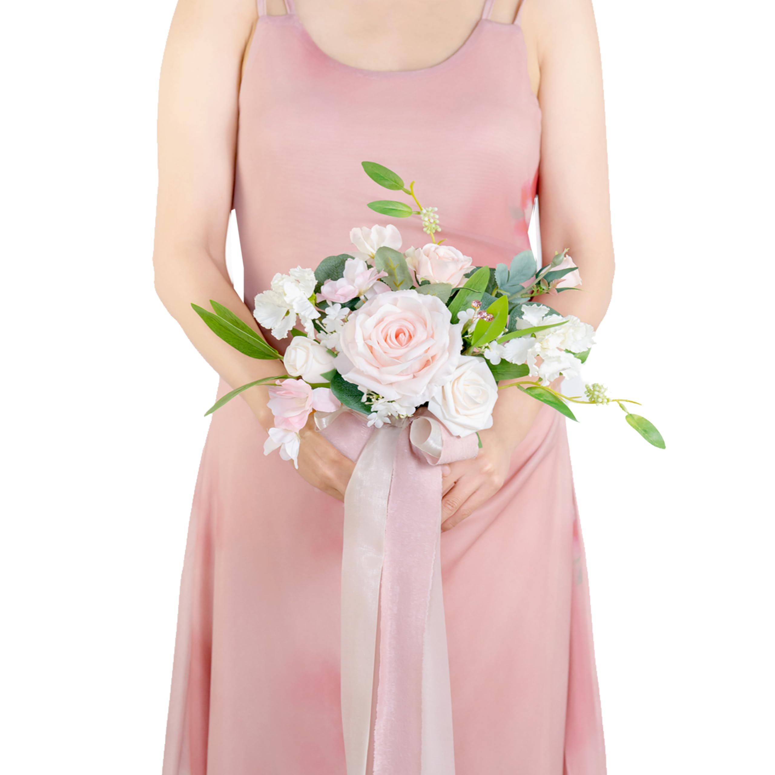 BENCENTRE Blush Wedding Bouquet for Bride Bridesmaid, Pink Wedding Bouquet,small wedding bouquet,for Marriage Proposal Party and Wedding Ceremony,Anniversary,Artificial Flowers