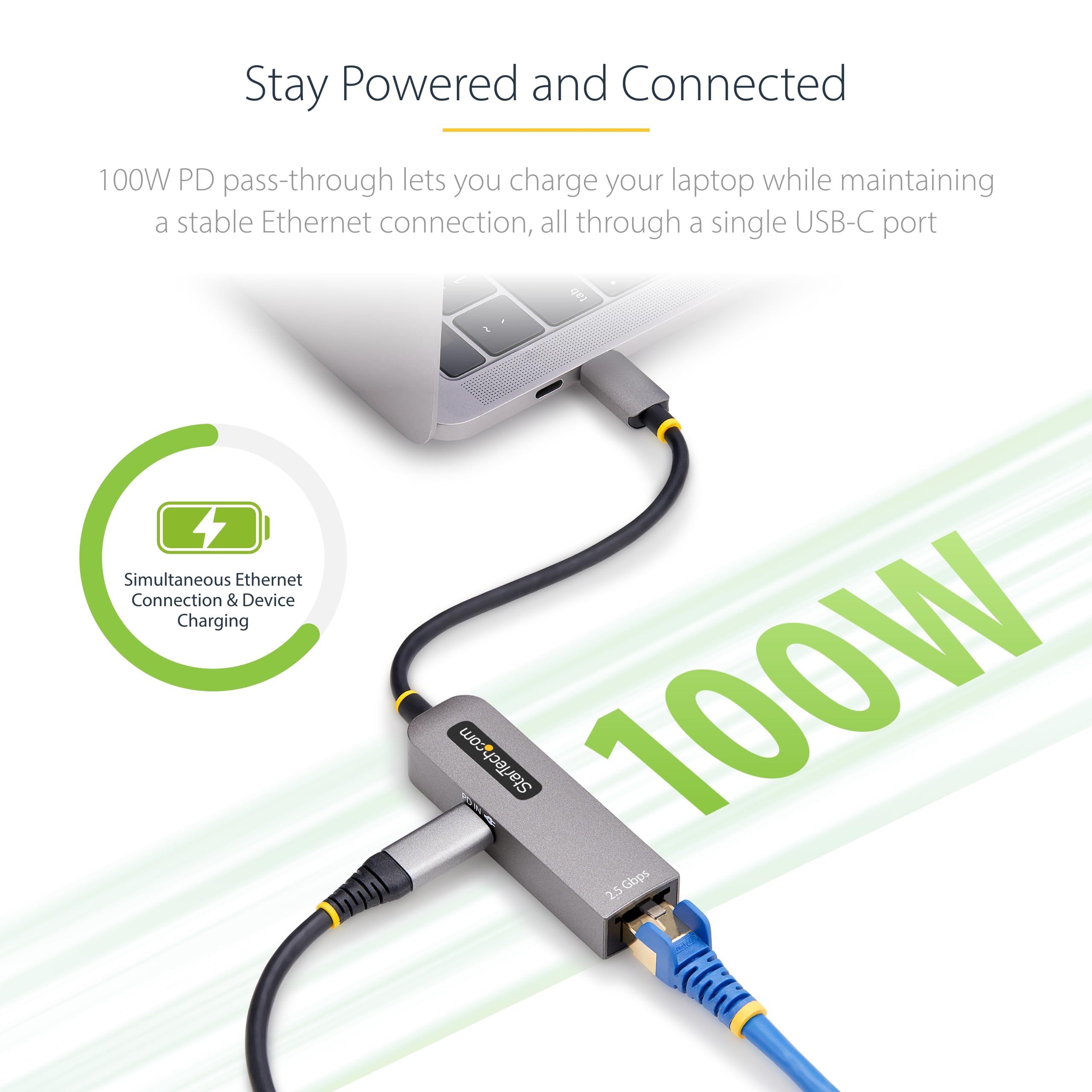 StarTech.com Adapter USB-C 2.5GbE na Ethernet, 100 W PD Pass-Through, NBASE-T NIC, USB 3.0 Type-C 2.5 Multi Speed