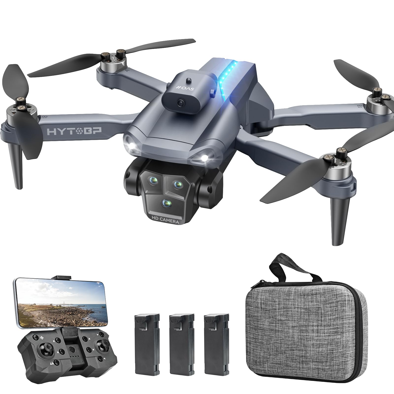 Drone with Camera 1080P HD, Brushless Motor Drones with Camera for Adults, WiFi Live Video, Waypoint Flight, One Key Return, Foldable RC Quadcopter,
