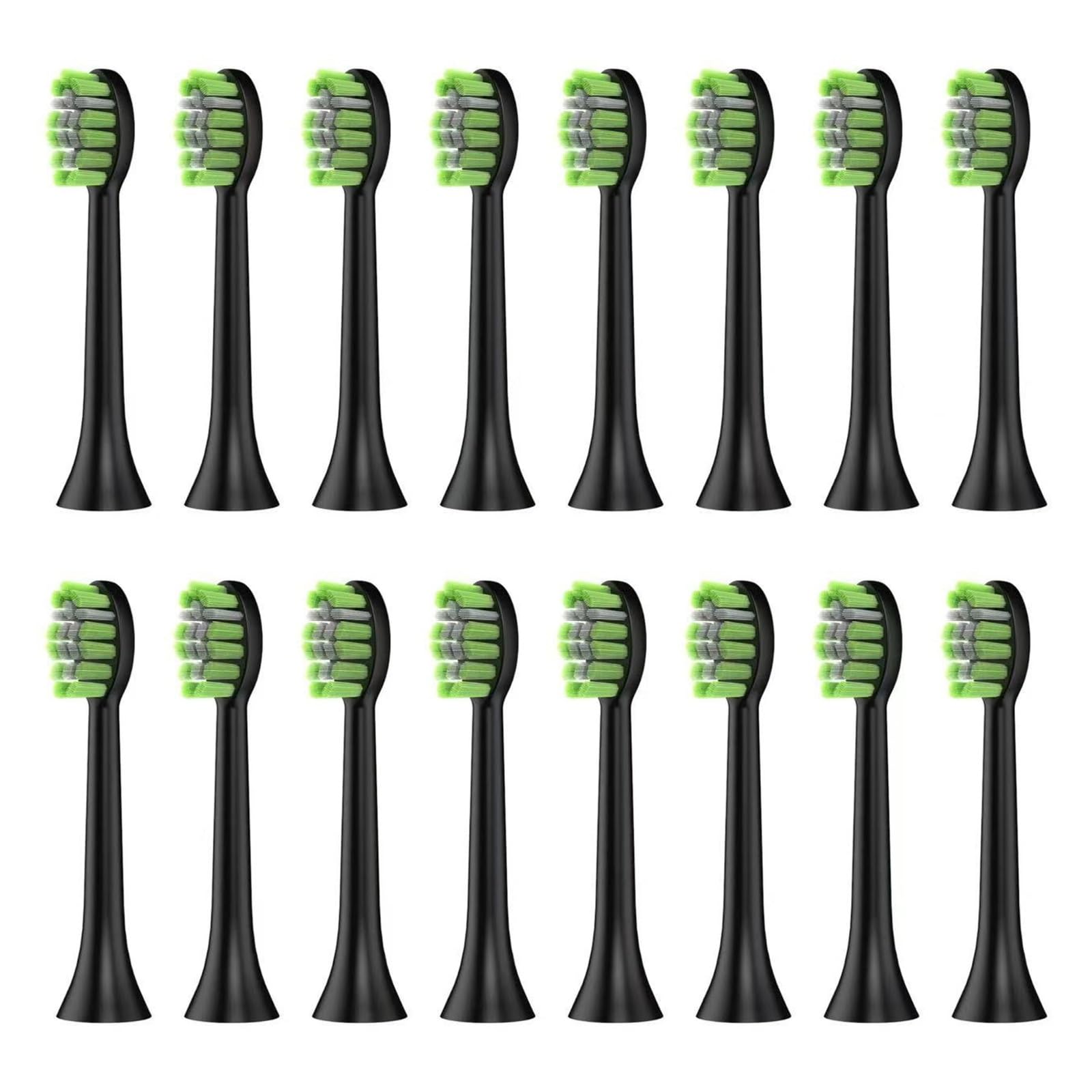 Testine, Compatibile Con Fairywill, FW-Y05 YD05 JK-Y05 | Testine di ricambio per spazzolini elettrici, plastica, circa 8 cm, adulti(16pcs BLACK)