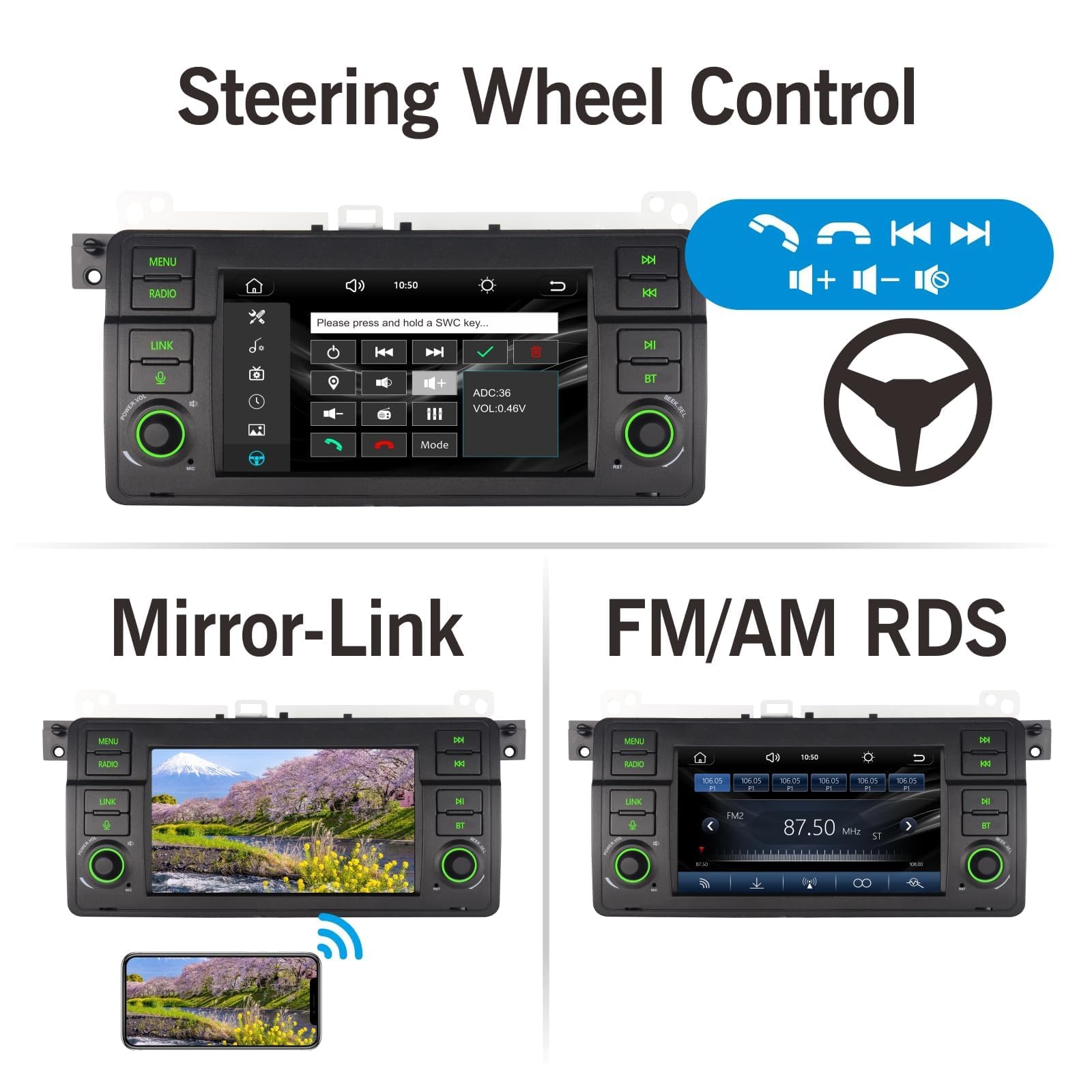 Pantalla para BMW E46 3 Series 1999-2005 Radio con Inalámbrico CarPlay Android Auto