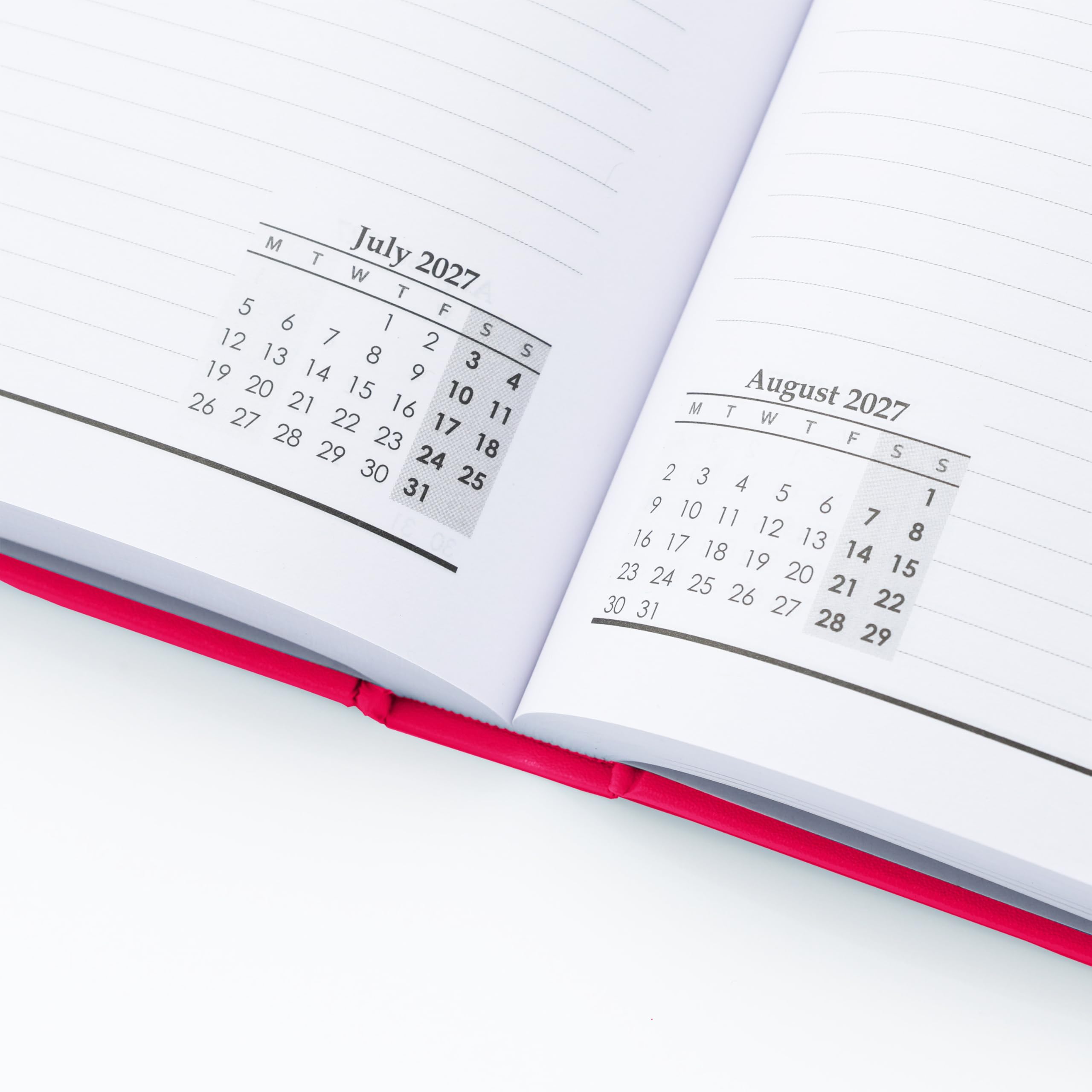 Terminplaner 2027, 2 Seiten pro Tag, fester Einband, A4-Planer, Tagebuch mit Lesezeichen, Ganzjahres-Tagesplaner von Januar bis Dezember 2027 (Kirschrot)