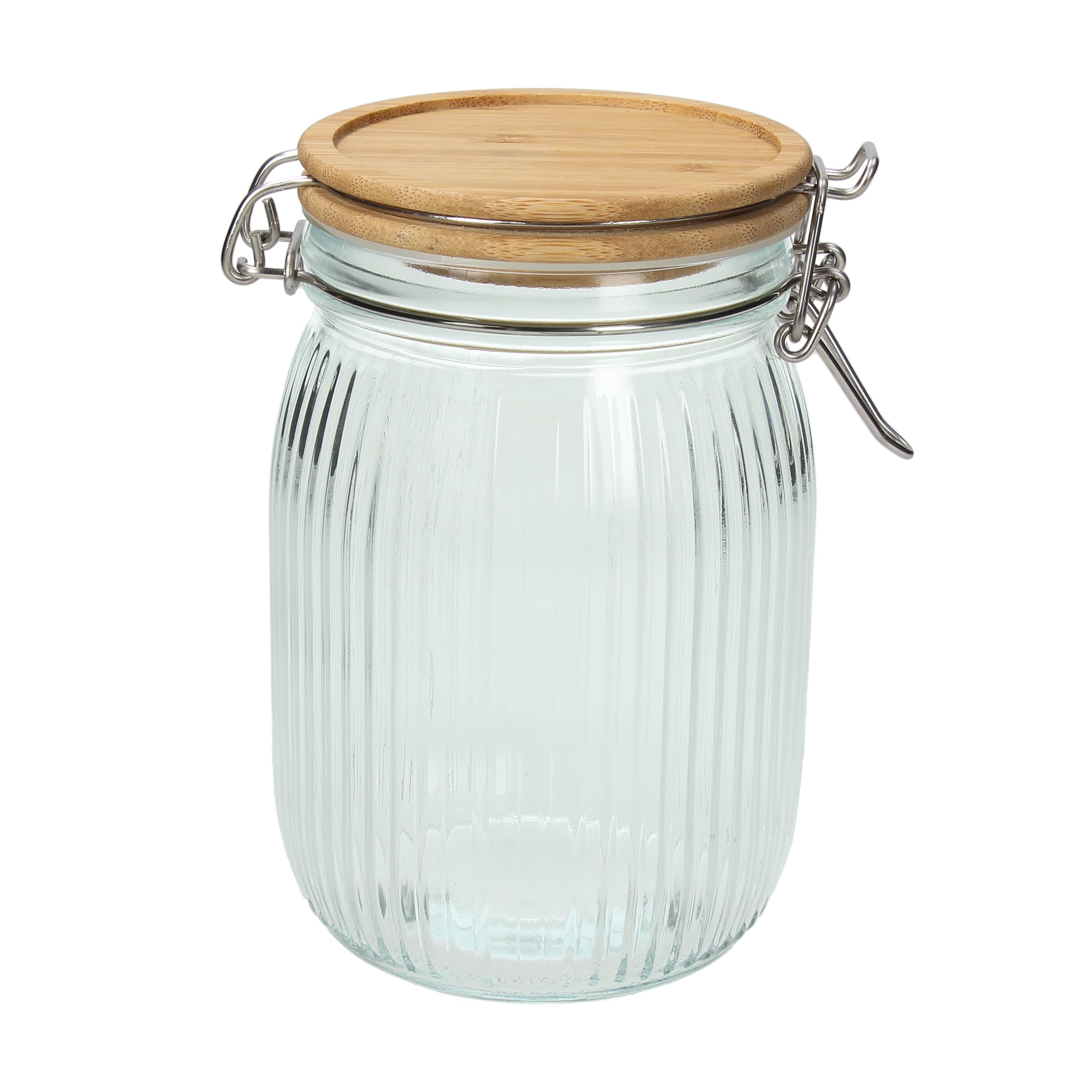 Tognana Vidrio 1000cc Bamboo Jar with Lid, Glass, Clear