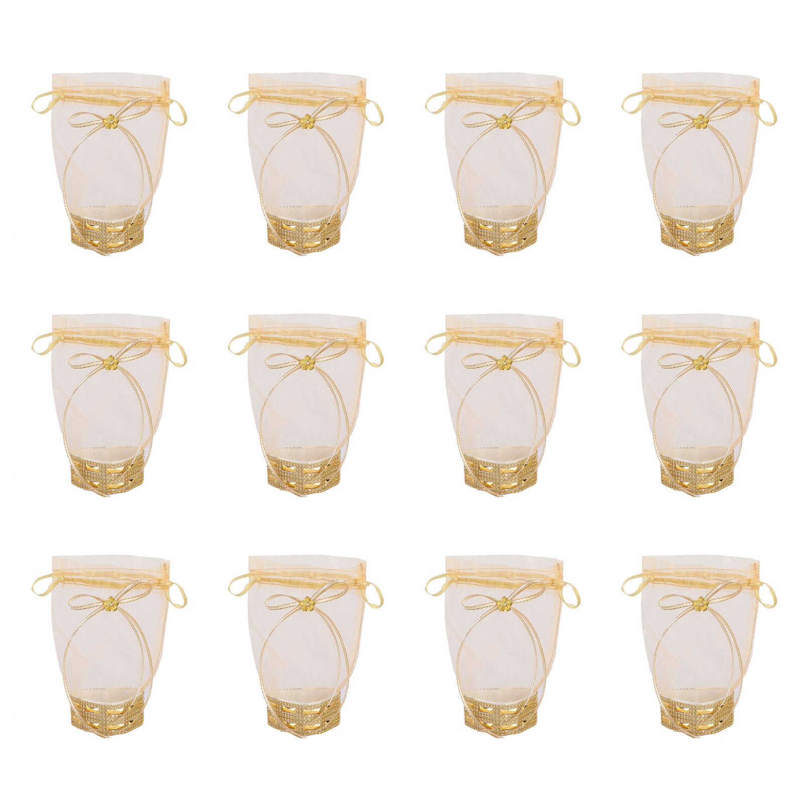 Xjdzineq 12pcs Drawstring Closure Organzas Candy Holder Snacks Wraps Round Base Gift Packaging Bags for Weddings Holidays Wedding Favor Pouches