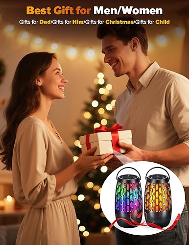 Miniatura 9 de Altavoces para exteriores mejorados con llama y luces RGB, estéreo HD de 10 W, emparejamiento automático Bluetooth 5.3, multisincronización de más