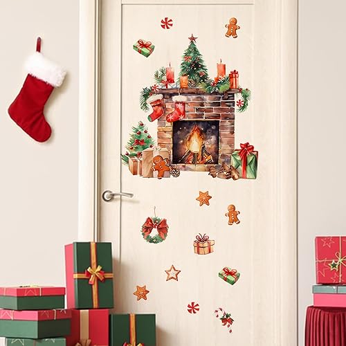 Miniatura 6 de Yovkky Calcomanías de pared con texto en inglés Merry Christmas, letrero de árbol de Navidad, decoración de perro de vacaciones máximo, invierno,