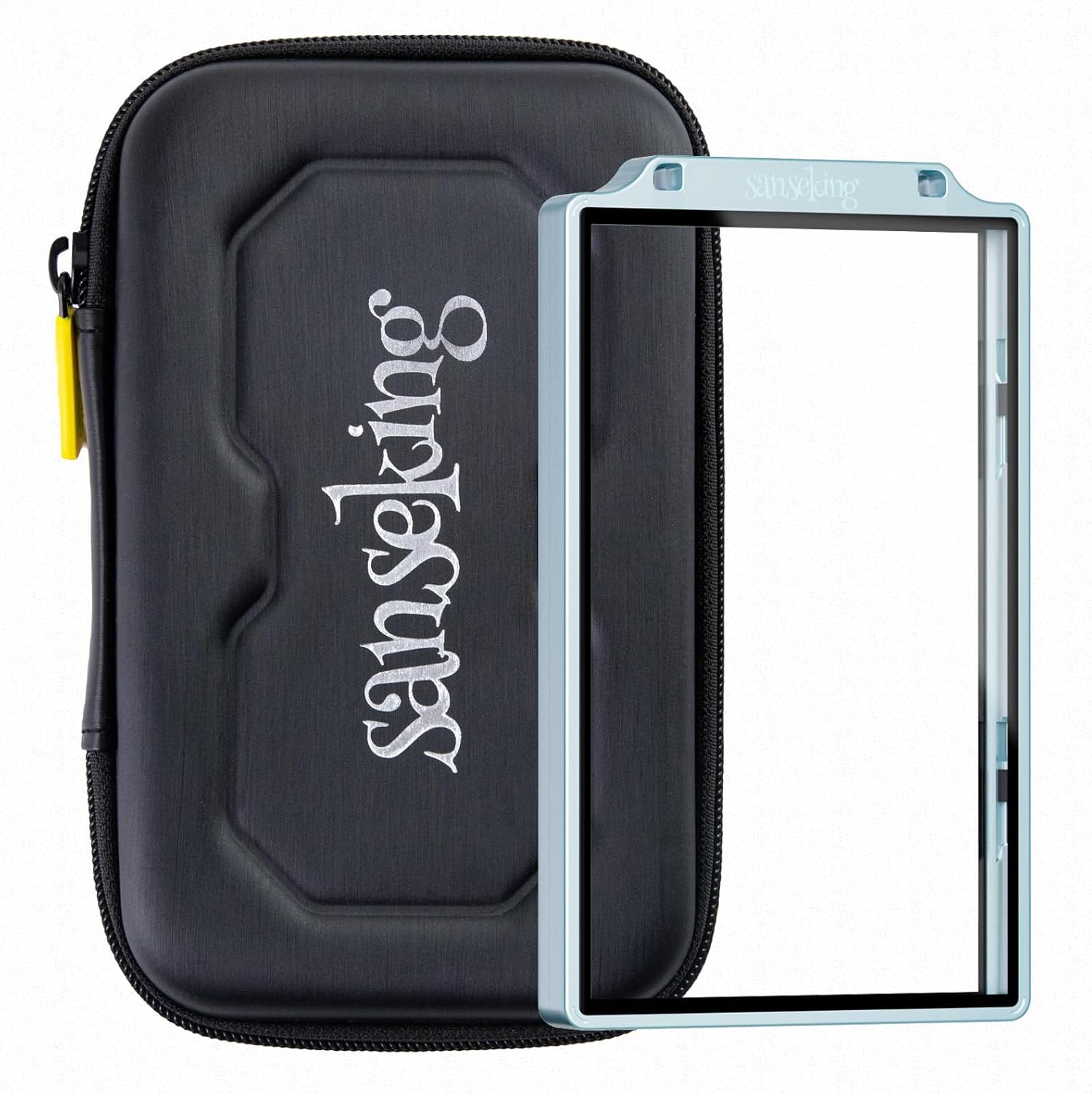 Graded Card Guard Case for BGS Slab Case for Graded Cards Metal Magnetic UV Protection Stackable Graded Card Slab Guard Glass Display Bumper Fit RPA Slabs Mags (Ice Blue,55PT)