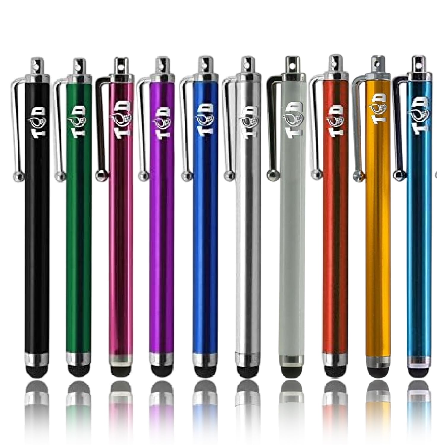 TCD 10 Pack Stylus Pen for Touch Screen, Universal Capacitive Digital Stylus Pen for iPad, iPhone, Tablet, Laptop – Premium Thick Styluses for All Touchscreen Devices with Rubber Tip, Multi Colors