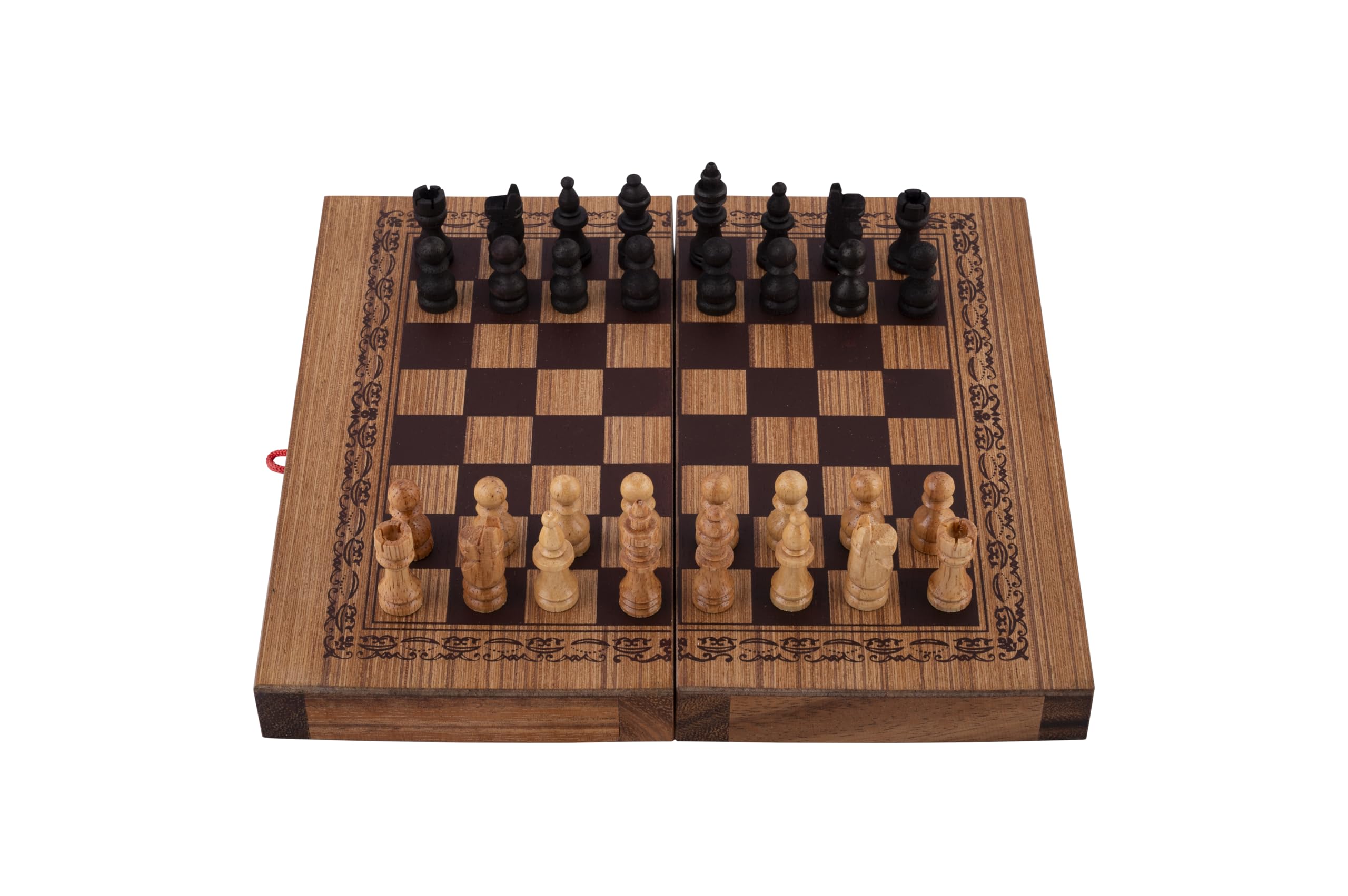 Engelhart, 350521, Chess and Backgammon Set in Sustainable Wood with Fine Decorations, 26 cm, 2-in-1 Folding Board Game - Image 2