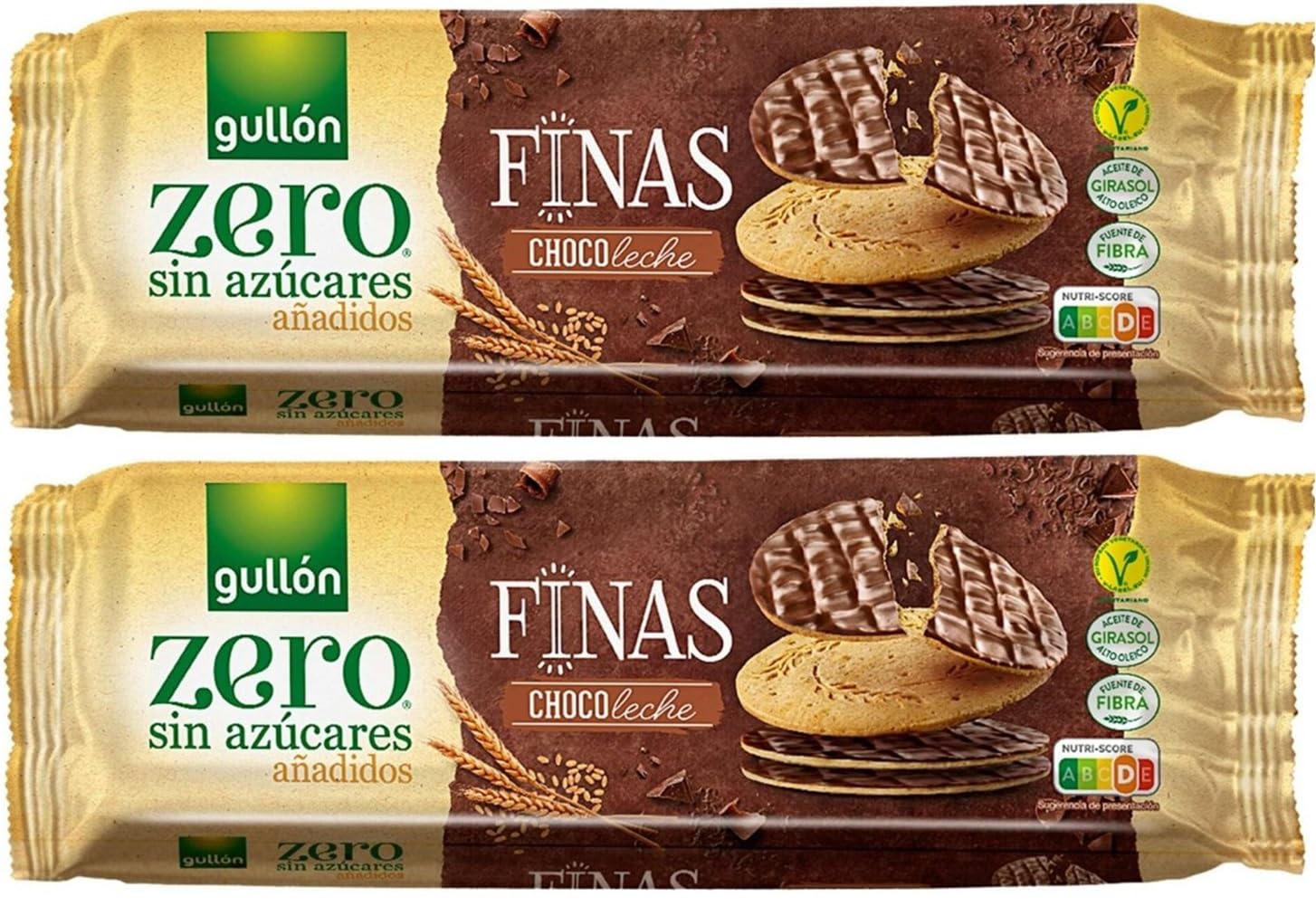 Gullon Zero | Zuckerfreie dünne Kekse mit Milchschokolade | 2 Packungen à 150 g