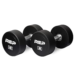 REP Fitness Urethane Coated Round Dumbbells 5 to 100 lbs Singles or Pairs With or Without Rack Steel
