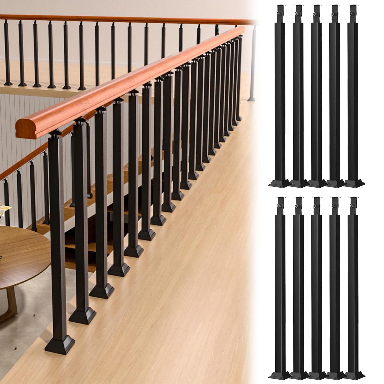 Barreaux de rampe noirs 95 cm balustres d'escalier pour rénover une terrasse extérieure