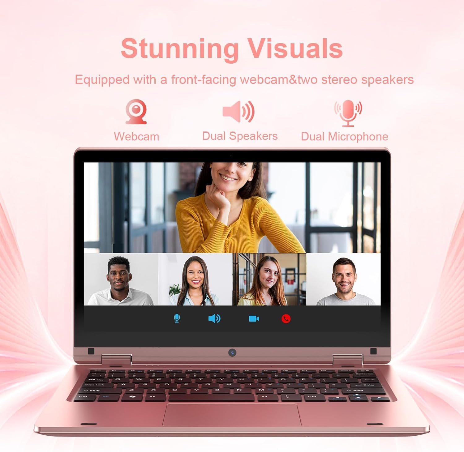 LEEDOW 11.6 inch Laptop 6GB RAM 128GB SSD, 360° Foldable Touchscreen Laptop Celeron N4020, Laptop Computer Support TF Card, 2.4G/5G Dual-Band WiFi, Bluetooth, USB 3.0 * 2 for Work, Education, Travel — view 6