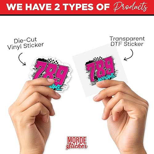 Miniatura 57 de Calcomanías personalizadas con números de carreras, calcomanías de vinilo troqueladas para casco duro, laptop, botella de agua, teléfono, Número