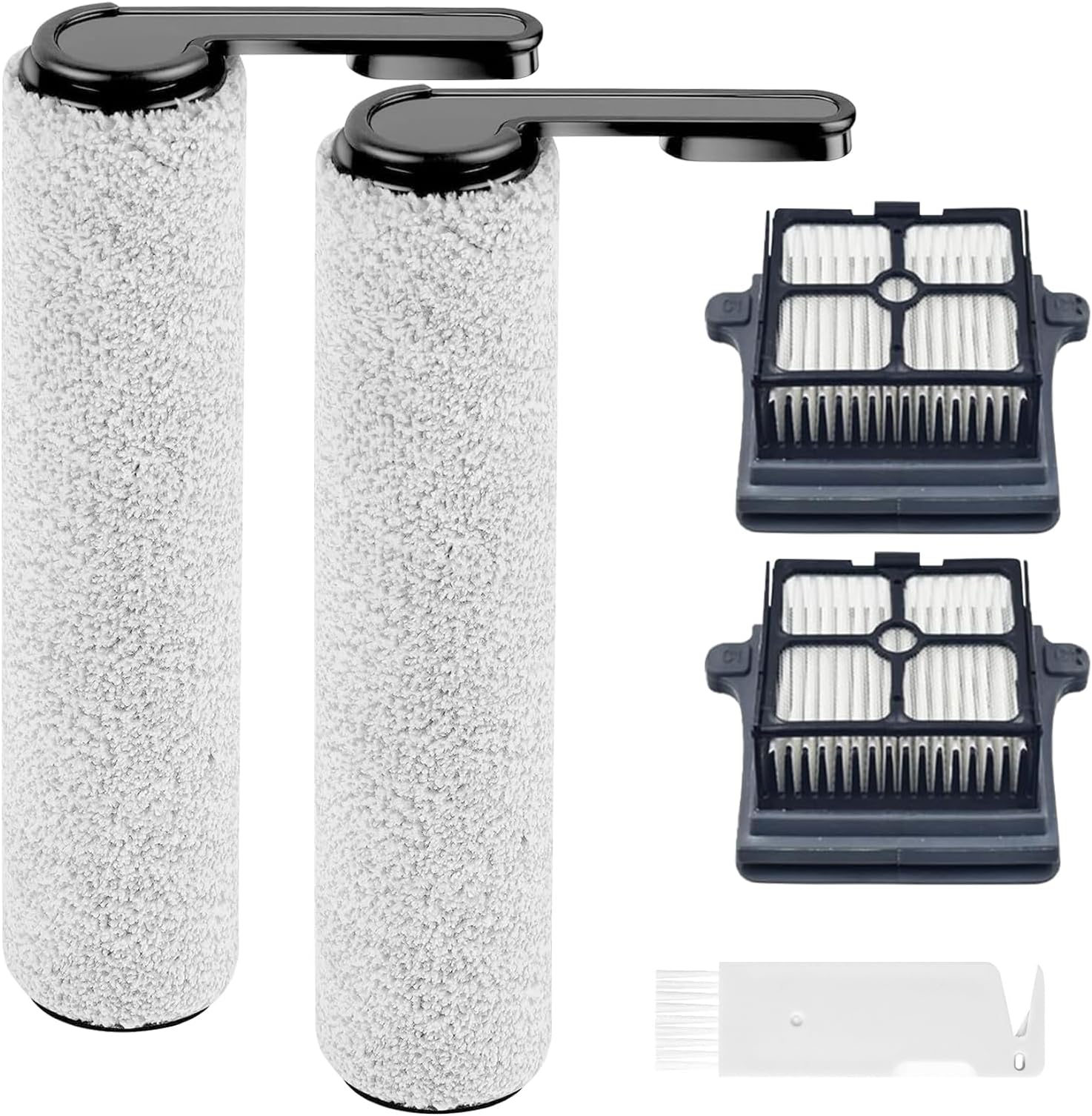 Replacement Brush Rollers and HEPA Filters for Tineco Floor ONE S7 Pro [ Machine No: FW200300US] Cordless Wet Dry Vacuum Cleaner 2 Brush Rollers, 2 HEPA Filters with Clean Tool