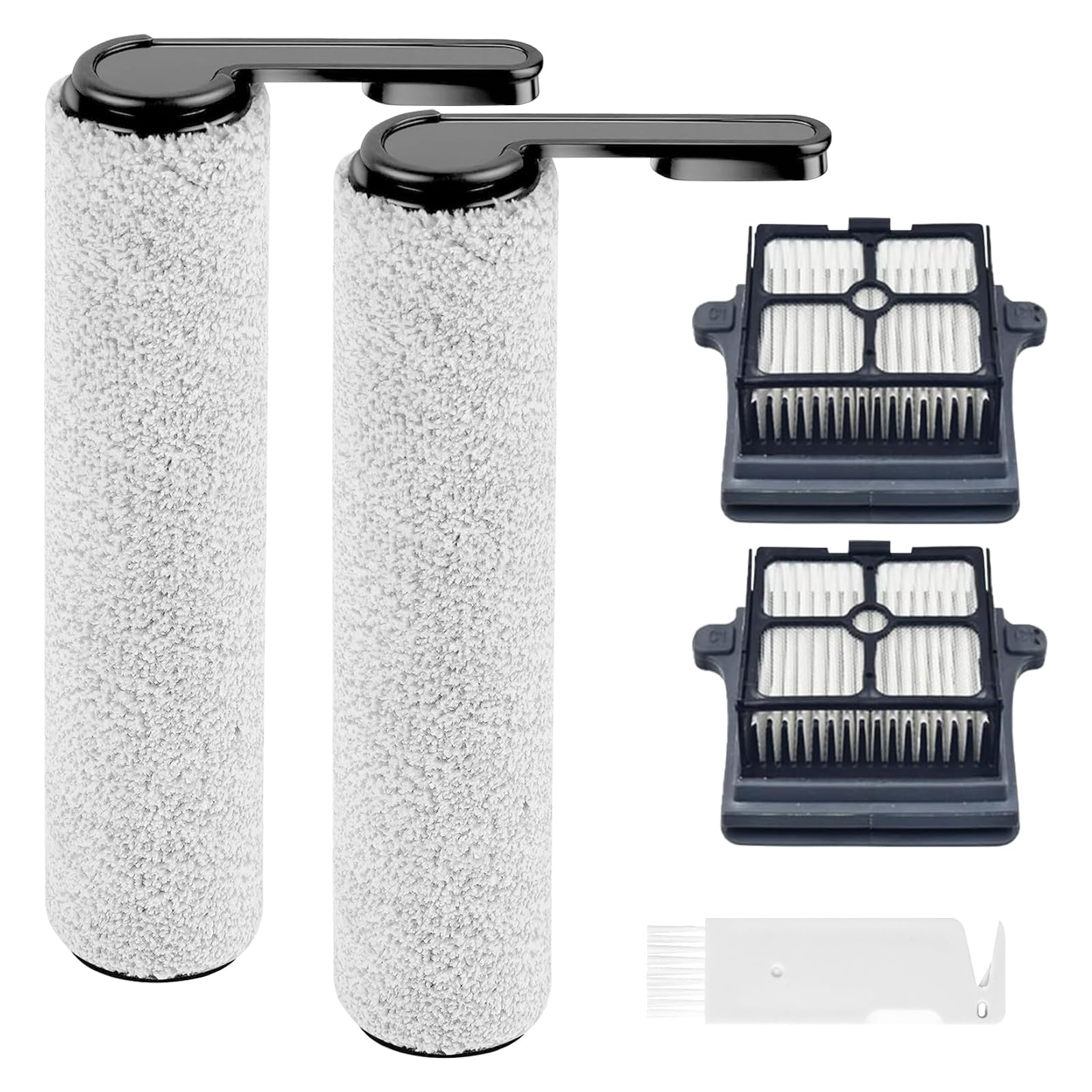 Replacement Brush Rollers and HEPA Filters for Tineco Floor ONE S6 / S7 Pro Cordless Wet Dry Vacuum Cleaner 2 Brush Rollers, 2 HEPA Filters with Clean Tool