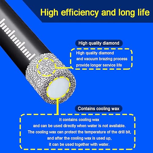 Miniatura 3 de Juego de 6 brocas de diamante seco juego de sierra de agujero de diamante para granito vidrio cerámica azulejos mármol porcelana 14 516 38 12 916