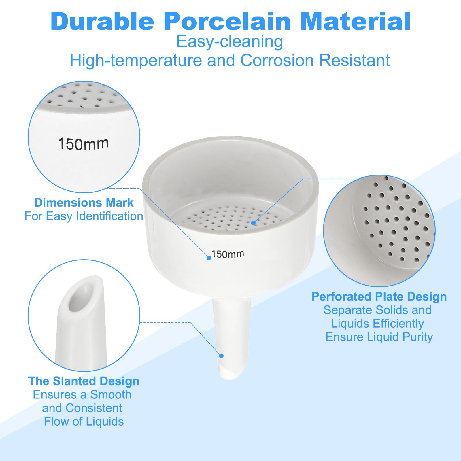 PATIKIL Embudo Büchner De Porcelana, 2 Pcs Embudo De Filtración Separatoria Büchner Para Laboratorio, Experimentos, Blanco, OD. 150mm ID. 140mm