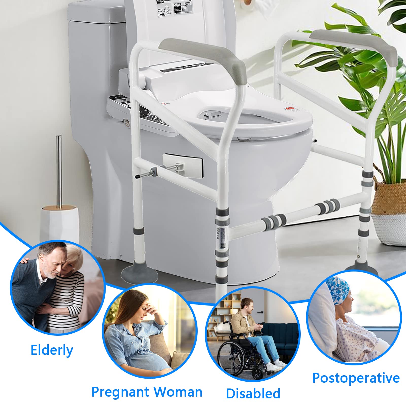 Telaio Di Supporto Per WC, Rialzo Per Sedile Rialzo Per WC Telaio Di Supporto Per Adatto A Tutti I Tappetini Antiscivolo Di Grandi Dimensioni Altezza E Larghezza Regolabili