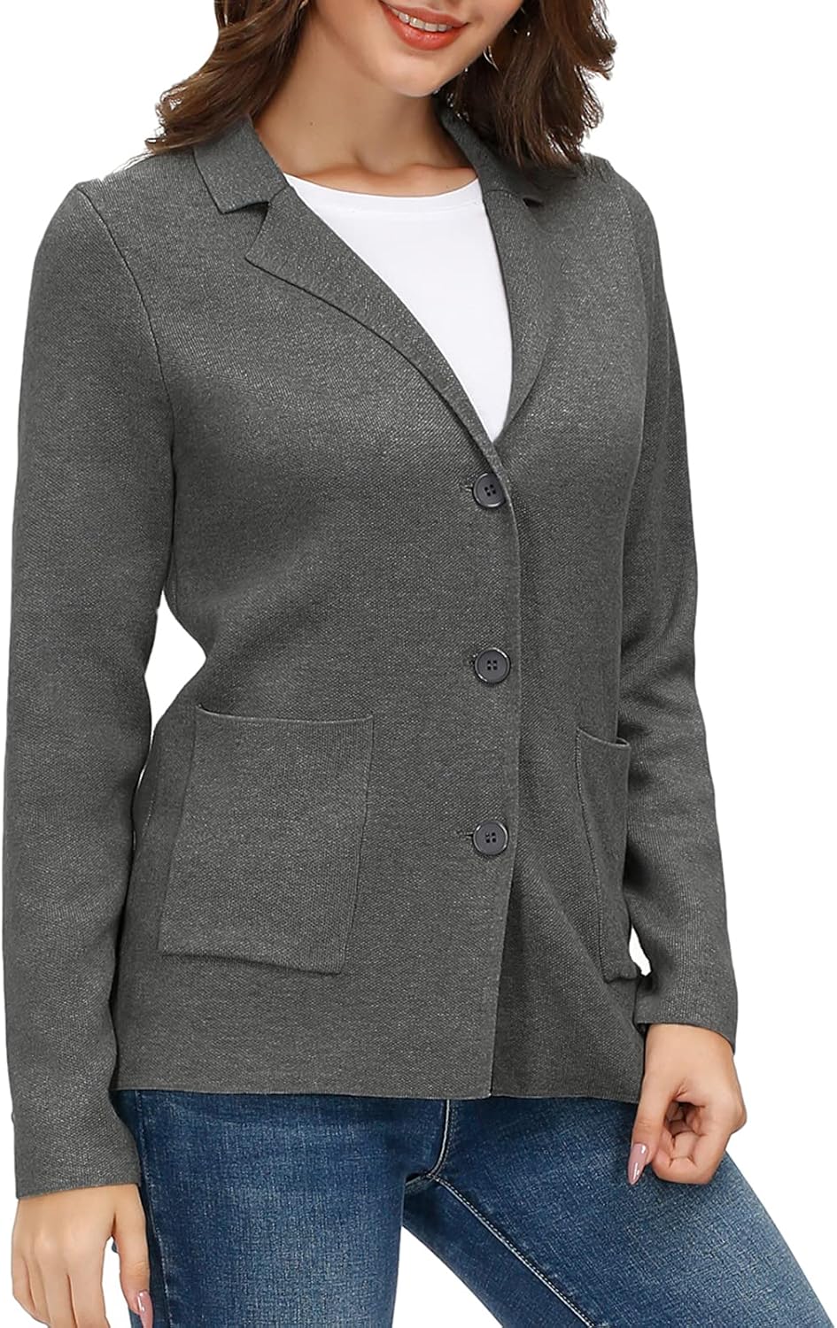 Women's Long Sleeve Casual Blazer Work Office Bussiness Jacket with Pocket - Image 3