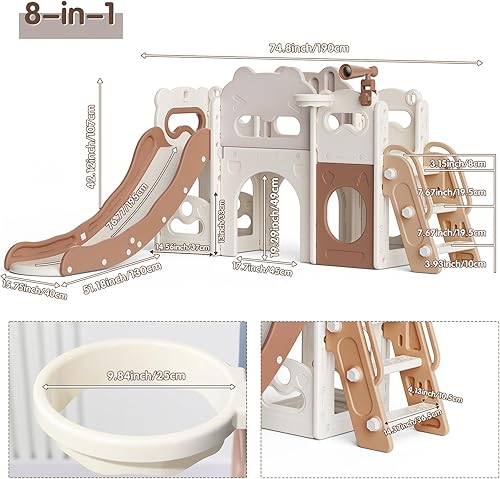 Miniatura 2 de Juego de tobogán de escalada para niños pequeños 9 en 1 para interiores, juguetes de diapositivas independientes para niños, escalar, gimnasio,