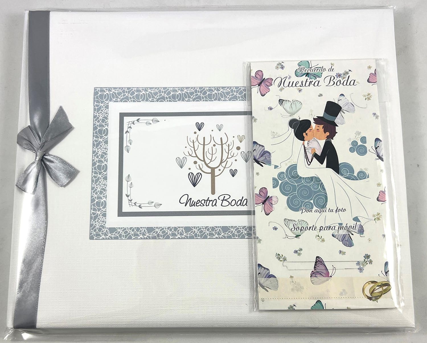 Pack wedding couple signature book, plus mobile phone holder to put the photo of the partners - Image 4
