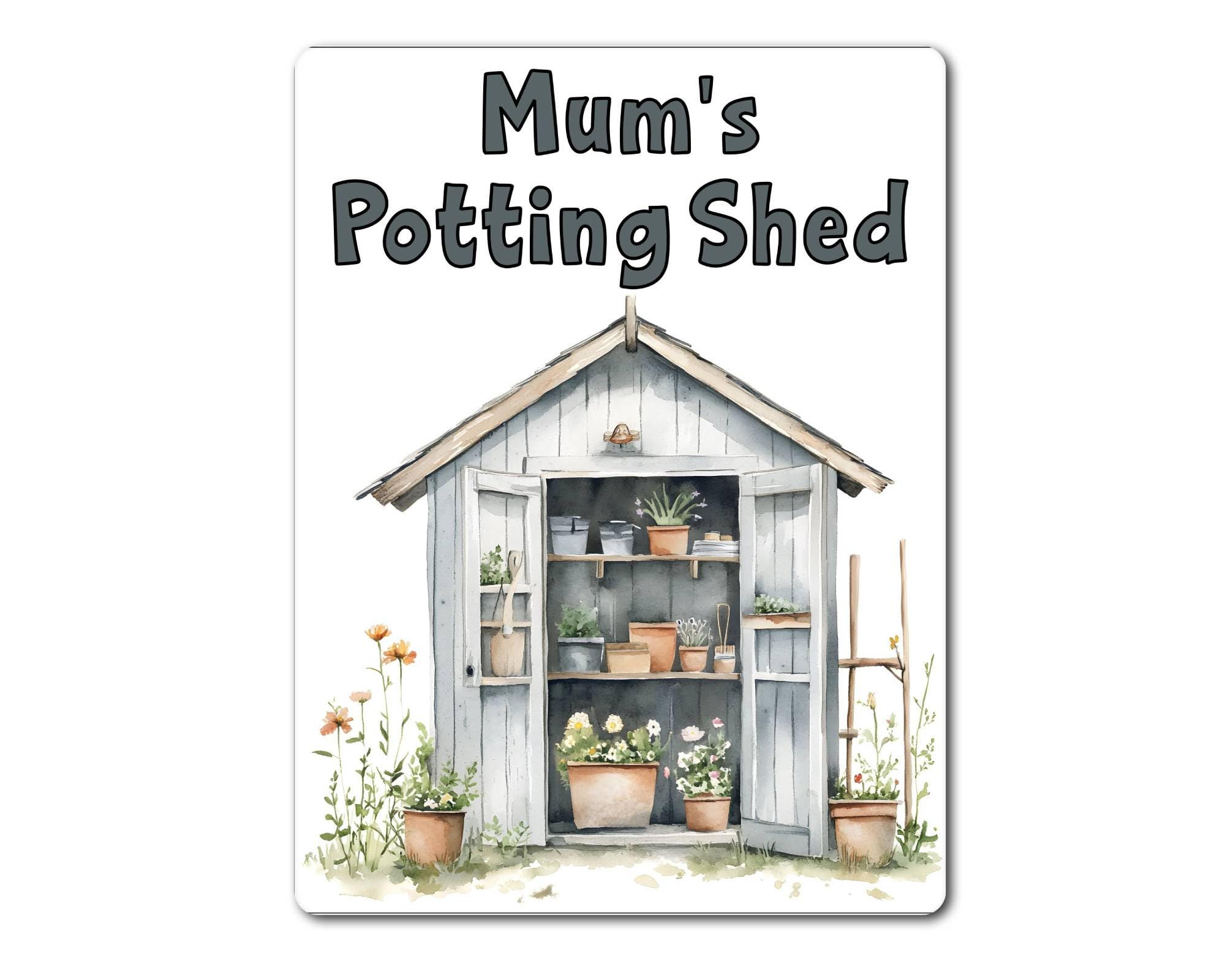 Decalarama Grey Mum Metal Sign Gift – Mum's Potting Shed – - Family Fun Gardening Allotment Novelty Aluminium Present