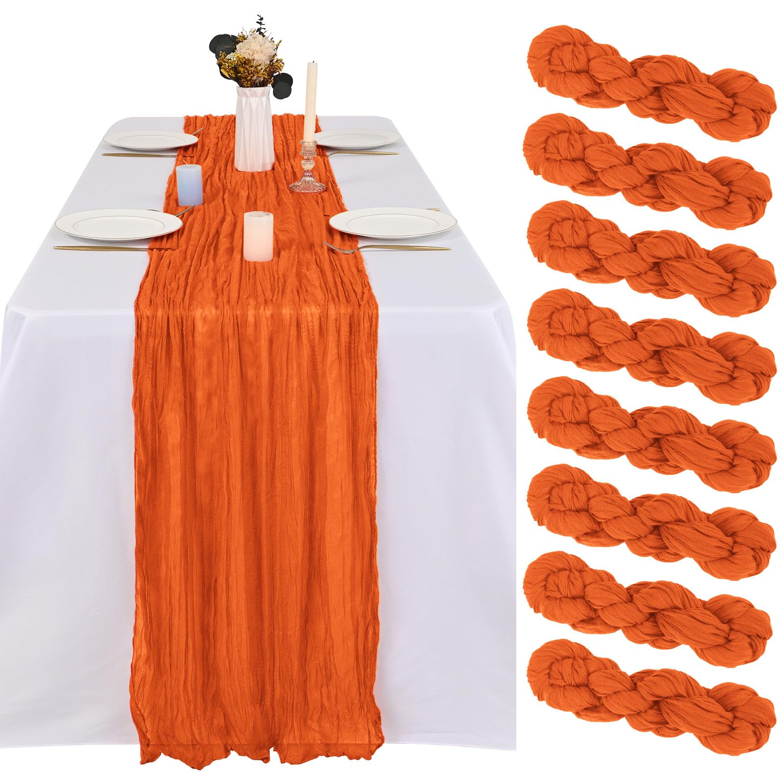 Gaze pour mariage orange et chemin de table étamine 3m style rustique bohème