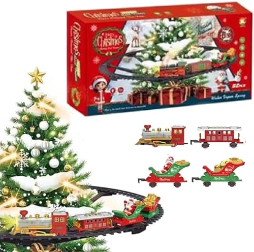 Juego de tren de árbol de Navidad con sonido ligero, carro de locomotora colgante para niños, juguete de tren, decoración de árbol de Navidad, juego