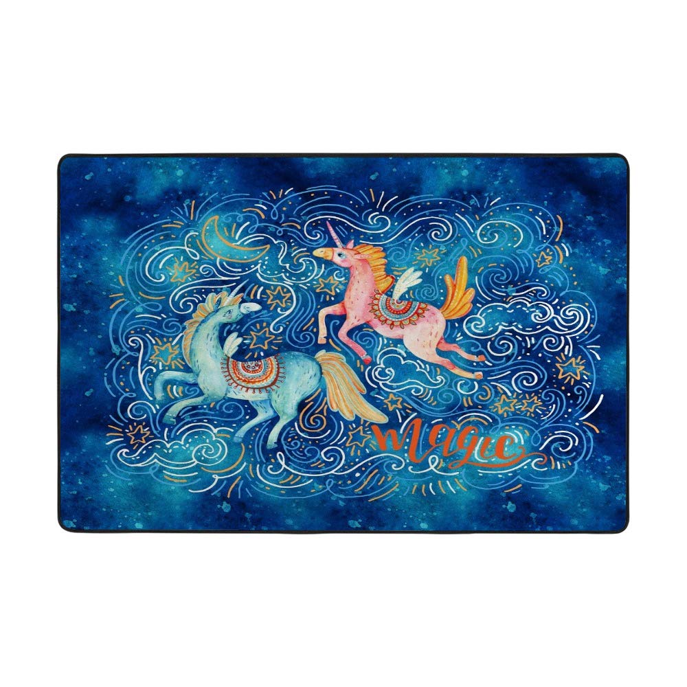 Licornes volantes nuages rideau polyester CHEHONG 80X58Inch