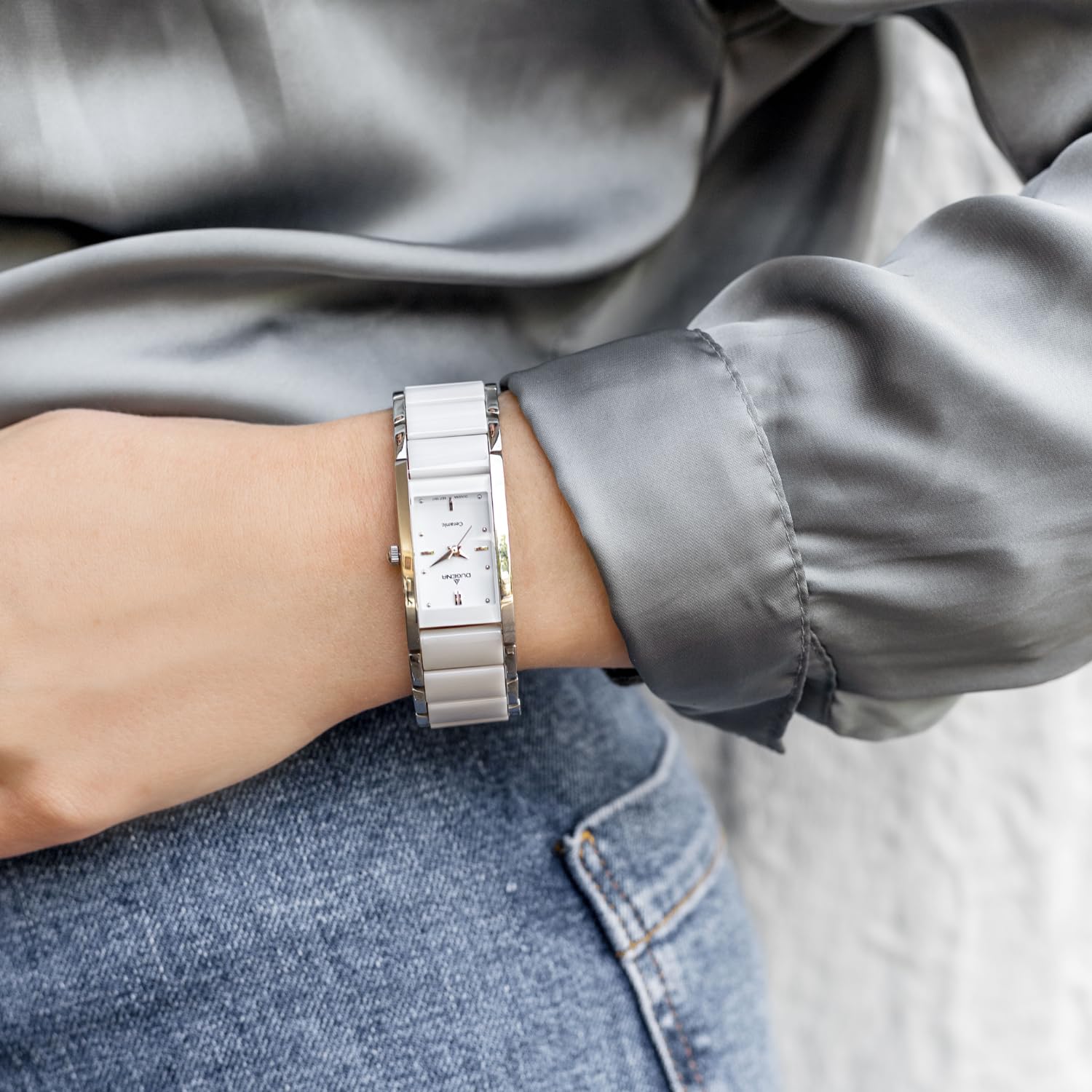 Dugena 4460506 - Orologio da polso donna, ceramica, colore: bianco