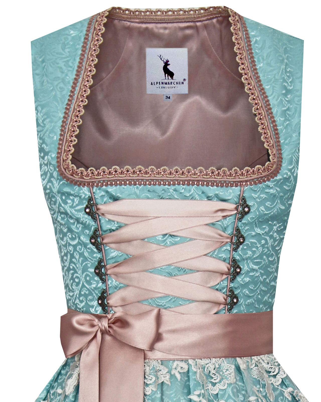 Alpenmärchen Midi Dirndl aus Exklusiver Kollektion inkl. Spitzenschürze Gr.32-54 - ALM761